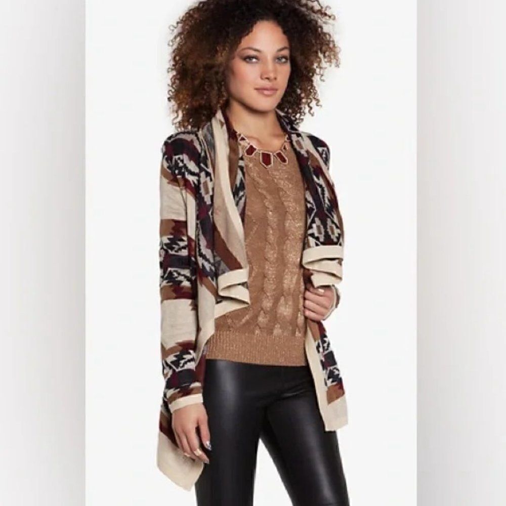 Under Skies Tribal Western Waterfall Cardigan Sweater Sz Large